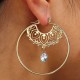 Retro Hallow Big Round Ear Drop Earring Rhinestone Gold Earring For Women