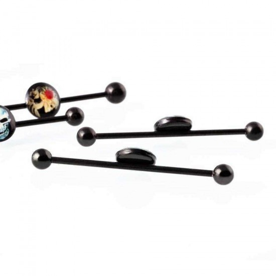 Retro Industrial Barbell Skull Ear Holes Trendy Ear Stud Female Male