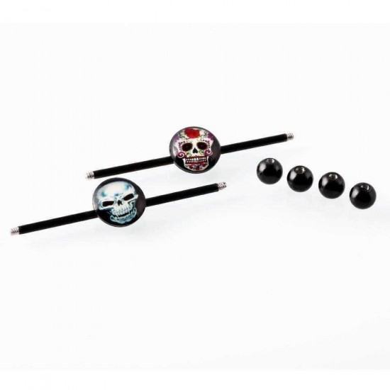 Retro Industrial Barbell Skull Ear Holes Trendy Ear Stud Female Male