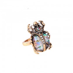 Retro Ladybug Women Ring Colorful Rhinestone Finger Ring Bronse Metal Ring