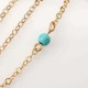 Retro Leaf Pendant Green Beaded Neckalce Elegant Gold Chain for Women