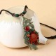 Retro Leaves Long Style Necklace Alloy Ikeramic Sweater Necklace For Women