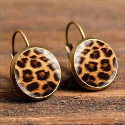 Retro Leopard Print Earrings Time Gem Ear Drop Earring Ethnic Jewelry For Women