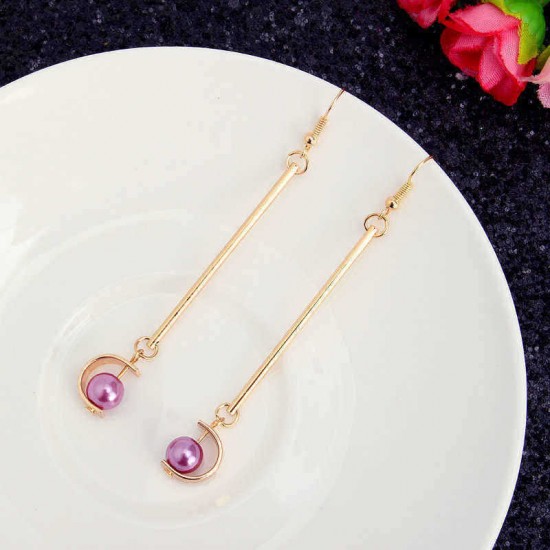 Retro Long Ear Drop Crystal Asymmetric Personality Earrings