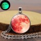 Retro Luminous Moon Long Necklace Sliver Alloy Sweater Necklace Unisex