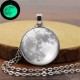 Retro Luminous Moon Long Necklace Sliver Alloy Sweater Necklace Unisex