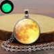 Retro Luminous Moon Long Necklace Sliver Alloy Sweater Necklace Unisex