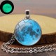 Retro Luminous Moon Long Necklace Sliver Alloy Sweater Necklace Unisex