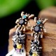 Retro Magic Hands Spider Drop Crystal Silver Dangle Earring Gift for Women