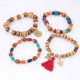 Retro Mix Color Beaded Bracelet Bohemian Butterfly Stars Multi Layer Bracelet For Women