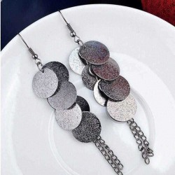 Retro Multilayer Round Tassel Dangle Drop Earring Women Jewelry