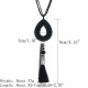 Retro Oval Rhinestone Pendant Long Necklace Velvet Tassels Charm Necklace Ethnic Jewelry for Women