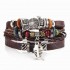 Retro Owl Fish Multi Layer Bracelet Brown Leather Woven Bracelet For Men