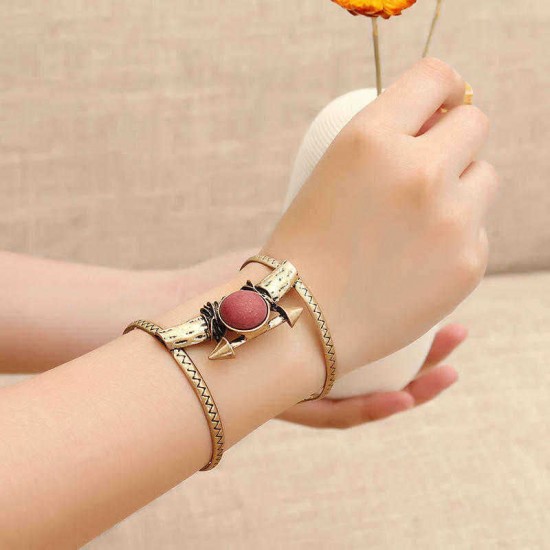 Retro Red Turquoise Open End Bangle Bracelets Gift for Women