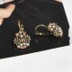 Retro Rhinestone Flower Earrings Diamond Pearl Ear Drop Earring For Women