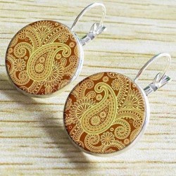 Retro Round Drop Earrings Custom Flower Earrings French Hook Earring For Women