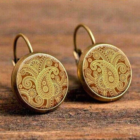 Retro Round Drop Earrings Custom Flower Earrings French Hook Earring For Women