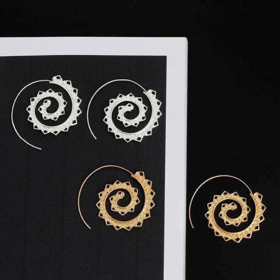 Retro Spiral Heart-Shaped Earrings Exaggerated Fashion Jewelry Earring For Women