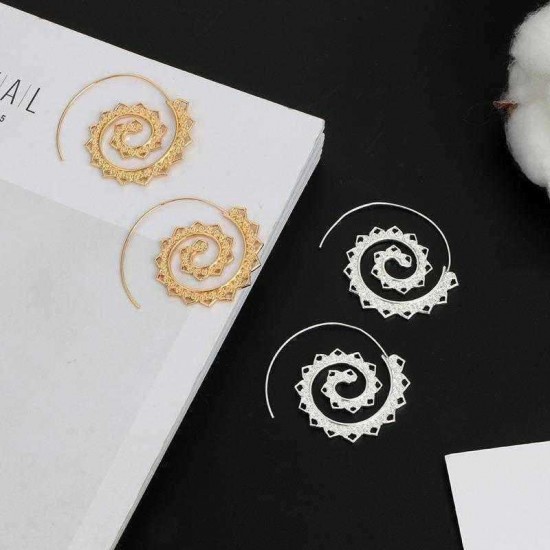 Retro Spiral Heart-Shaped Earrings Exaggerated Fashion Jewelry Earring For Women