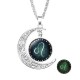 Retro Style Pendant Necklace Luminous 12 Constellation Crescent Necklace Gift For Girl