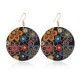 Retro Style Round Flower Earrings Round Sheet Ethnic Style Ear Drop Earring For Women