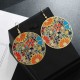 Retro Style Round Flower Earrings Round Sheet Ethnic Style Ear Drop Earring For Women