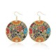 Retro Style Round Flower Earrings Round Sheet Ethnic Style Ear Drop Earring For Women