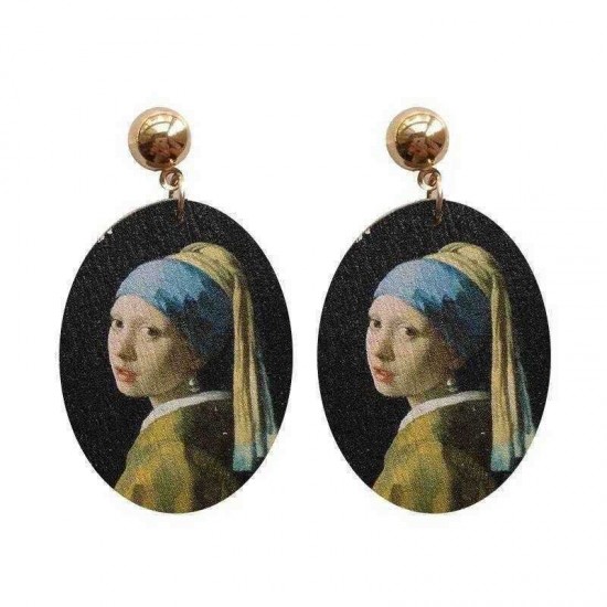 Retro Style Starry Sky Ear Drop Earring Printed Baroque Temperament Girl Earring