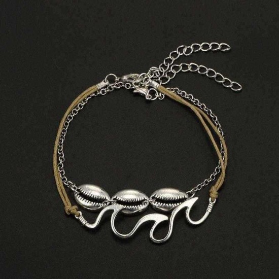 Retro Style Wave Spray Anklet Sliver Alloy Shell Anklets For Women Jewelry