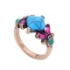 Retro Turquoise Flower Finger Ring Colorful Rhinestone Ring Jewelry For Women