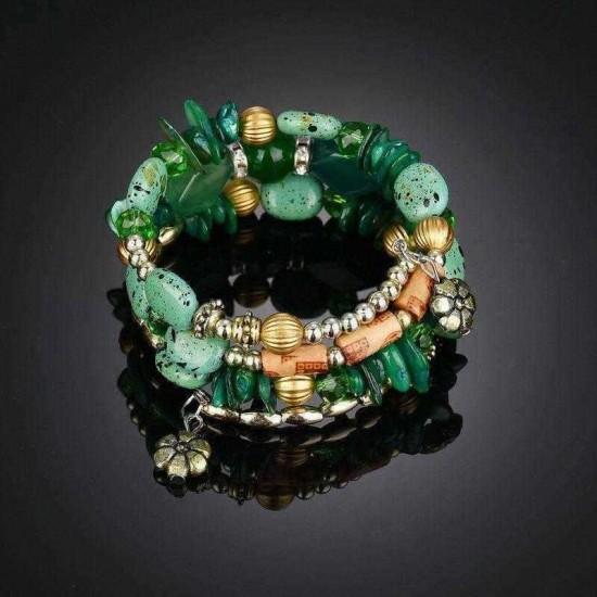 Retro Turquoise Winding Bracelet Multi-Layer Natural Stone Bracelet For Men Women