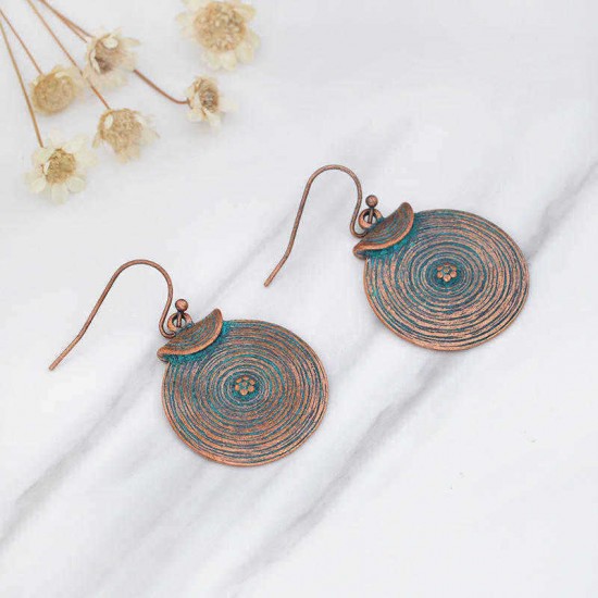 Retro Women Alloy Round Growth Ring Drop Earrings Gift