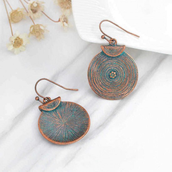 Retro Women Alloy Round Growth Ring Drop Earrings Gift