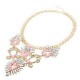 Rhinestone Crystal Acrylic Flower Leaf Pendant Choker Necklace