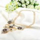 Rhinestone Crystal Acrylic Flower Leaf Pendant Choker Necklace