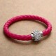 Rhinestone PU Leather Cuff Bracelet Magnetic Buckle Wrap Wristband