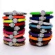 Rhinestone PU Leather Cuff Bracelet Magnetic Buckle Wrap Wristband