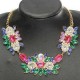 Rhinestone Resin Flower Choker Pendant Statement Necklace For Women