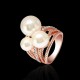 Rose Gold Plated Artificial Pearl Rhinestones Women Finger Rings