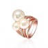 Rose Gold Plated Artificial Pearl Rhinestones Women Finger Rings