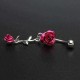 Rose Red Flower Stainless Steel Navel Belly Button Ring Body Piercing