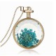 Round Glass Dry Flower Necklace Chain Women Alloy Jewelry