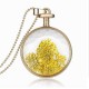 Round Glass Dry Flower Necklace Chain Women Alloy Jewelry