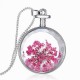 Round Glass Dry Flower Women Necklace Alloy Jewelry Christmas Gift