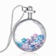 Round Glass Dry Flower Women Necklace Alloy Jewelry Christmas Gift