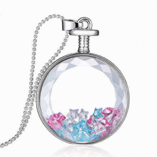 Round Glass Dry Flower Women Necklace Alloy Jewelry Christmas Gift