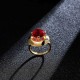 Ruby Crystal Gold Plated Fine Copper Elegant Finger Ring Fine Jewelry for Women