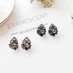 S925 Needle Vintage Earrings Antique Silver Stud Earring Flower Rhinestones Ear Stud for Women