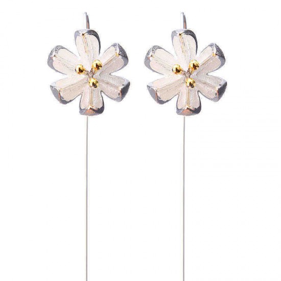 S925 Silver Ear Drop Delicate Drawing Lotus Flower Earrings