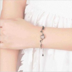 S925 Silver Elegant Chain Bracelets White Gold Plum Blossom Plant Bracelet Fashion Jewelry for Women